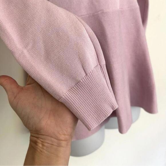 CHIC ME Cut out Back Bow Detail Peplum Knit top Lavender Pink S-M NWOT - Picture 7 of 11
